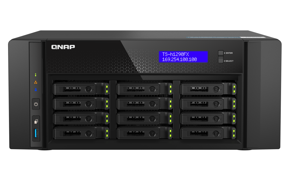 QNAP TS-h1290FX-7302P-256G - Storage NAS Enterprise All-Flash 12 Baias com AMD EPYC 16-Core e 256GB RAM - Imagem 6