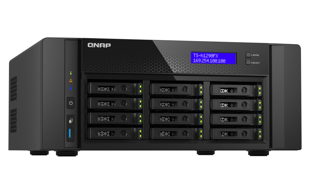 QNAP TS-h1290FX-7302P-256G - Storage NAS Enterprise All-Flash 12 Baias com AMD EPYC 16-Core e 256GB RAM - Imagem 5