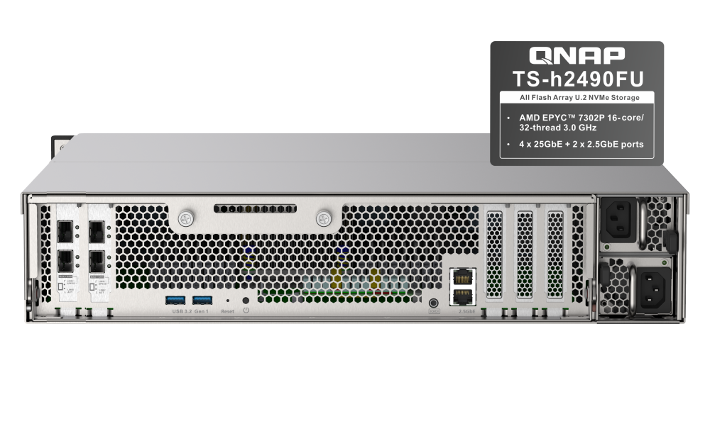QNAP TS-h2490FU-7302P-128G - Storage NVMe Enterprise 128GB com AMD EPYC 7302P - Imagem 10