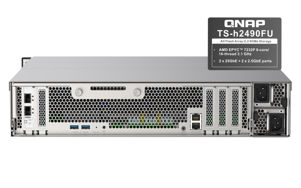 QNAP TS-h2490FU-7302P-128G - Storage NVMe Enterprise 128GB com AMD EPYC 7302P - Imagem 9