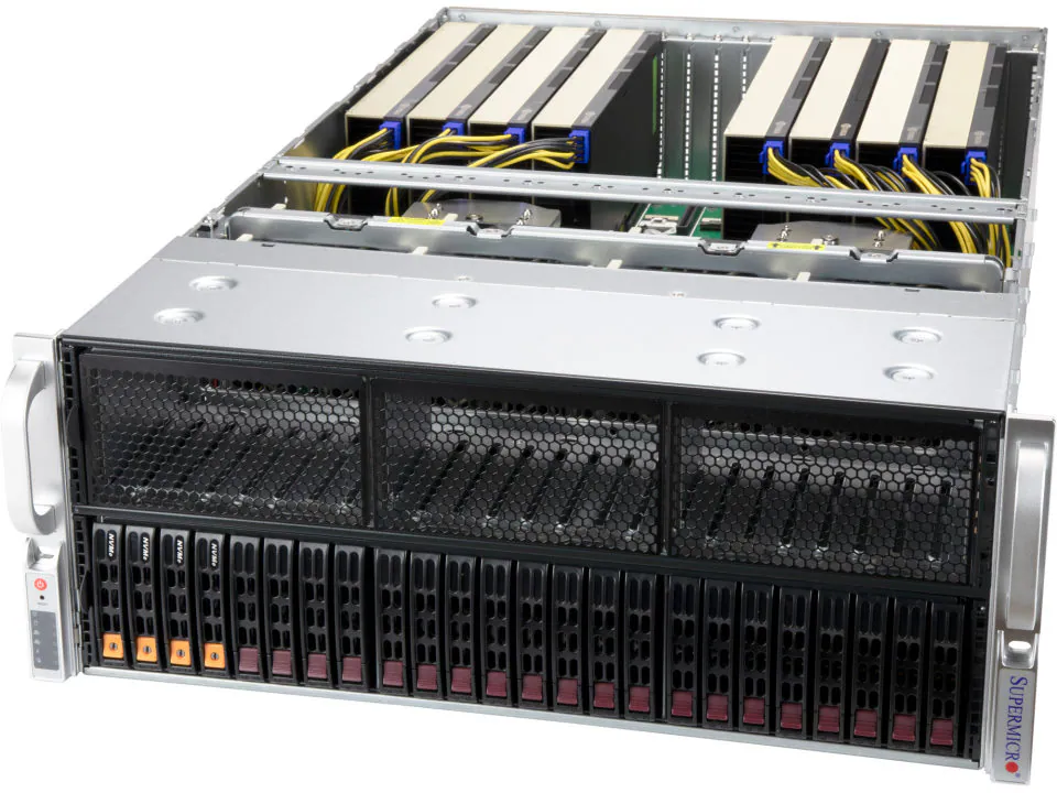 Servidor Supermicro A+ AS-4124GS-TNR+ com Suporte para 8 GPUs, 2x AMD EPYC, até 8TB DDR4 ECC