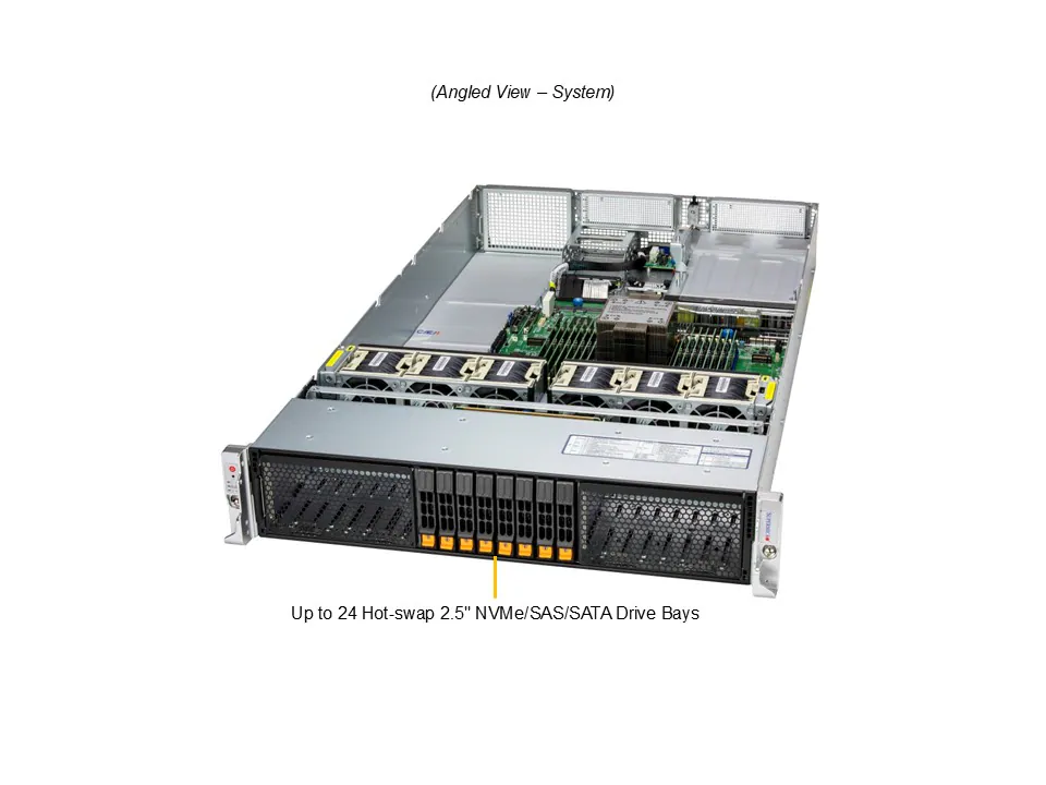 Servidor Supermicro SYS-212H-TN 2U, Xeon 6, até 24 baias NVMe/SAS/SATA, 16x DIMM, 8x PCIe 5.0 - Imagem 8