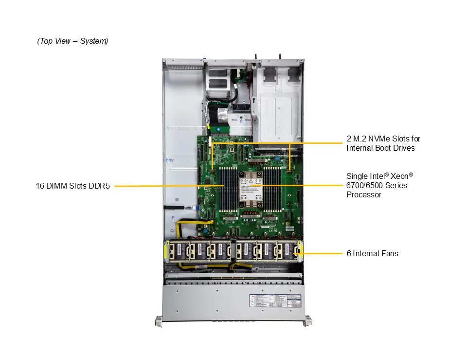 Servidor Supermicro SYS-212H-TN 2U, Xeon 6, até 24 baias NVMe/SAS/SATA, 16x DIMM, 8x PCIe 5.0 - Imagem 7