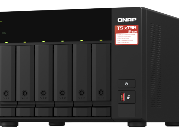 Servidor NAS QNAP TS-673A-8G AMD Ryzen V1500B, 8GB RAM DDR4, 2x 2.5GbE, 2x M.2 NVMe, PCIe Expansível
