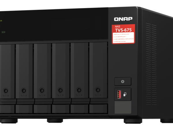 QNAP TVS-675-8G NAS Torre, 6 Baias, 8GB DDR4, 2x 2.5GbE, HDMI 4K
