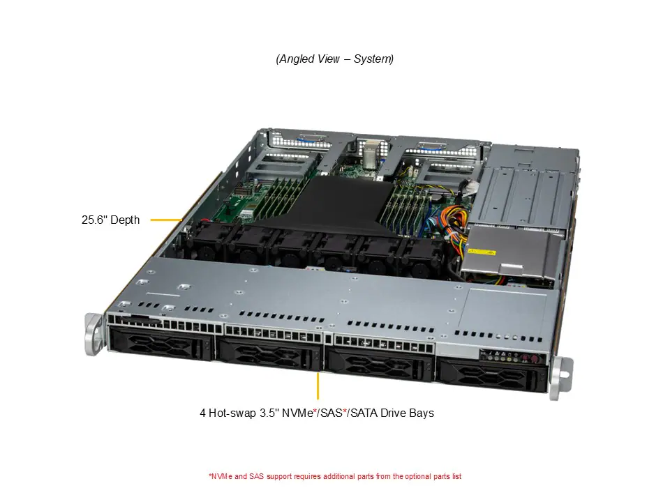 Supermicro A+ Server AS-1015CS-TNR 1U | AMD EPYC 9004/9005 | 4 Bays Hot-Swap | PCIe 5.0 | DDR5 ECC - Imagem 6