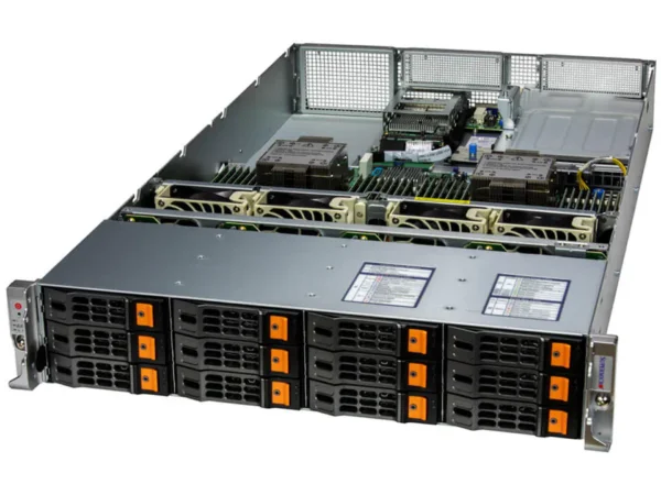 Servidor Supermicro SYS-621H-TN12R 2U | Dual Xeon 4ª/5ª Geração | 12 Baias NVMe/SAS/SATA | 4 GPUs