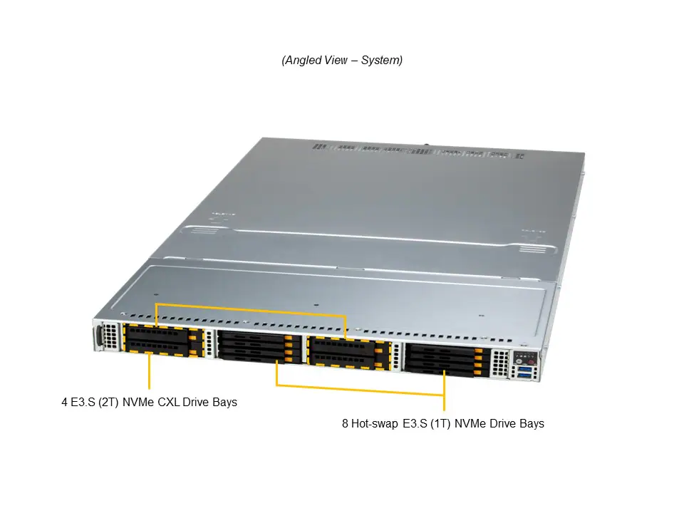 Servidor Supermicro SSG-121E-NE3X12R 1U All-Flash 8x NVMe E3.S, 4x CXL, 2x Xeon Scalable Gen5 - Imagem 7