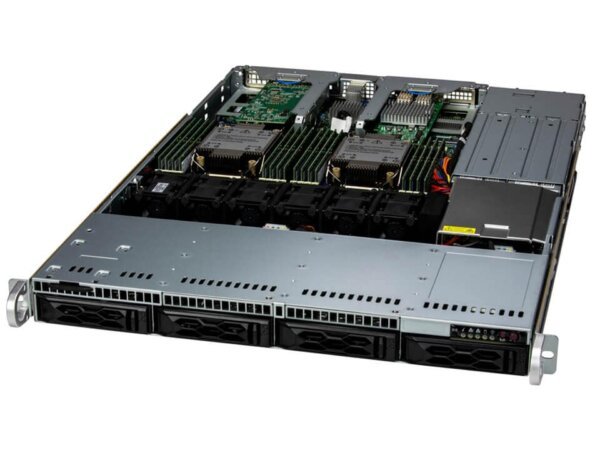 Servidor Supermicro SuperServer SYS-611C-TN4R 1U, Xeon 4ª/5ª Geração, 4 Baias Hot-Swap, PCIe 5.0