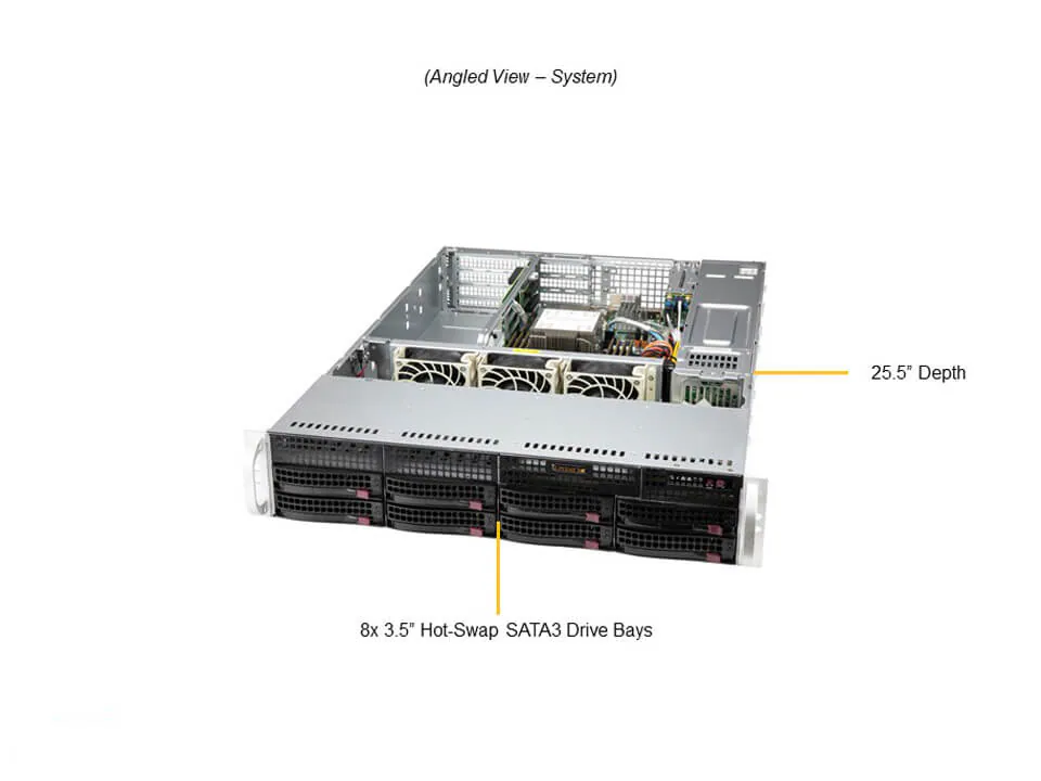 Servidor Supermicro SYS-520P-WTR 2U Intel Xeon Scalable, 8 Baias Hot-Swap, 10GbE, PCIe 4.0 - Imagem 6