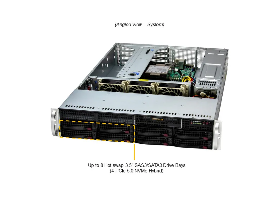 Supermicro SuperServer SYS-522B-WR 2U, Xeon 6, 8 Baias Hot-Swap, 5x PCIe 5.0, 2TB DDR5 - Imagem 6