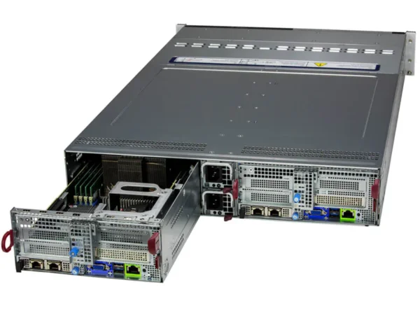 Servidor Supermicro BigTwin SYS-621BT-DNTR 2U 2-Node, Xeon Scalable, 6x NVMe/SATA por nó, 4TB DDR5
