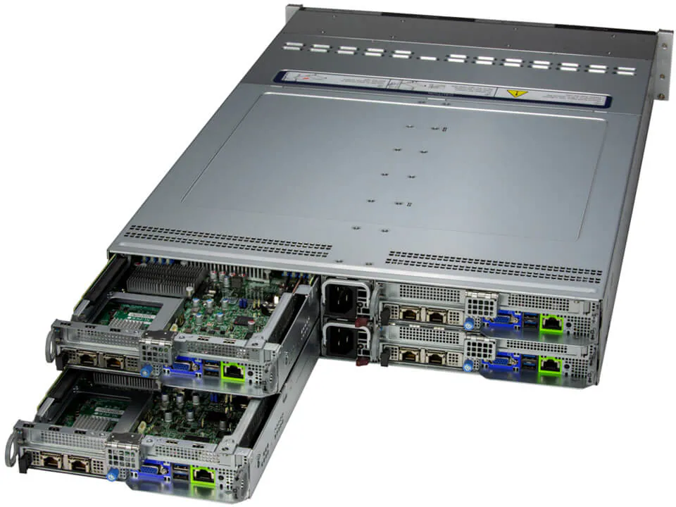 Supermicro BigTwin SYS-221BT-HNR 2U 4 Nós NVMe All-Flash com Intel Xeon 5ª/4ª Geração