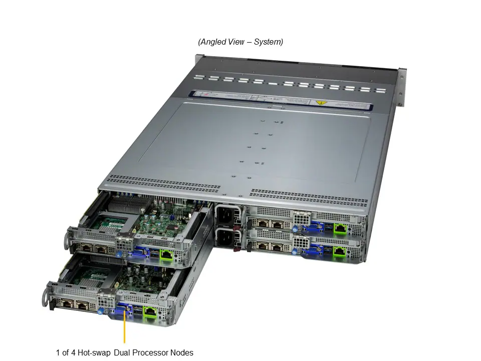 Supermicro BigTwin SYS-221BT-HNR 2U 4 Nós NVMe All-Flash com Intel Xeon 5ª/4ª Geração - Imagem 7