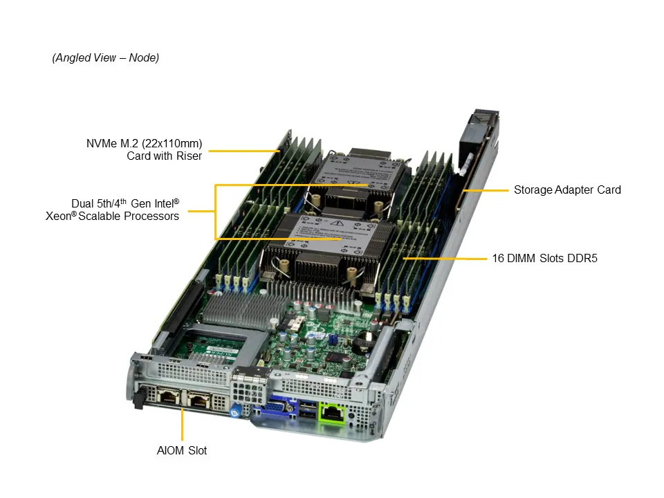 Supermicro BigTwin SYS-221BT-HNR 2U 4 Nós NVMe All-Flash com Intel Xeon 5ª/4ª Geração - Imagem 6