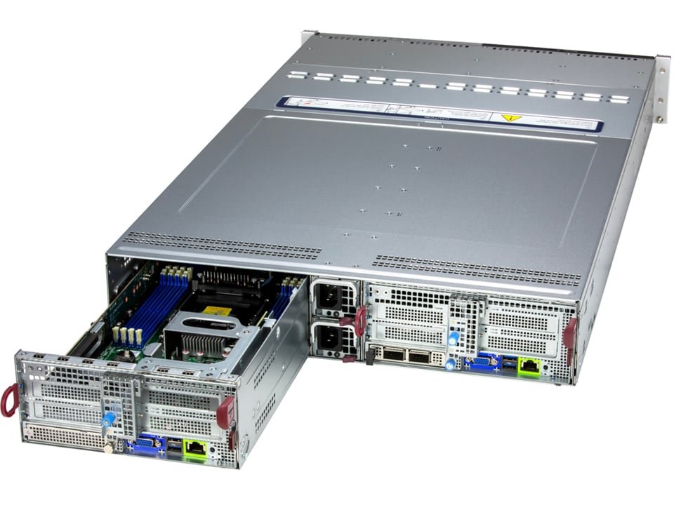 Servidor Supermicro BigTwin SYS-622BT-DNC8R 2U 2 Nós, Xeon 6700/6500, 6x NVMe por Nó, DDR5, OCP 3.0, PCIe 5.0