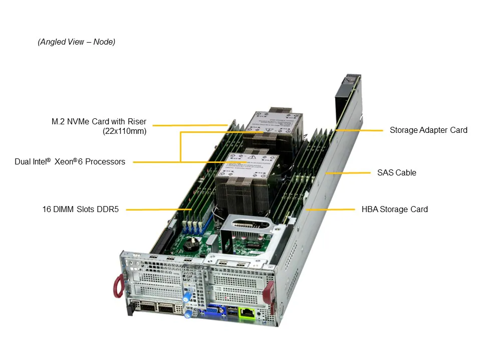Servidor Supermicro BigTwin SYS-622BT-DNC8R 2U 2 Nós, Xeon 6700/6500, 6x NVMe por Nó, DDR5, OCP 3.0, PCIe 5.0 - Imagem 5