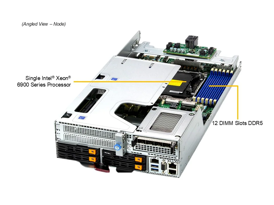 Servidor Supermicro SYS-212GT-DNAF 2U Dual Node, Xeon 6900, GPU Dupla, 3TB DDR5 - Imagem 5