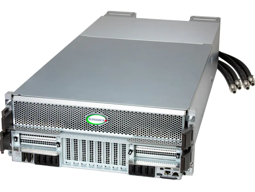 Supermicro GPU SuperServer SYS-422GS-NBRT-LCC – Sistema 4U Intel Xeon 6700 com 8 GPUs NVIDIA HGX B200 e Resfriamento Líquido
