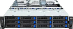 GIGABYTE R243-E33-AAL1 – Rack Server AMD EPYC™ 8004, 2U, 3x PCIe Gen5 GPUs, 12 Bays SATA/SAS, PSU 80 PLUS Titanium