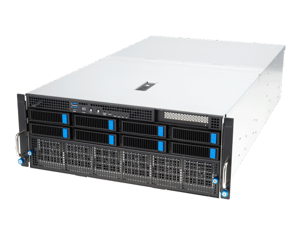 ASUS ESC8000A-E12P – Servidor GPU 4U Dual AMD EPYC 9004 com 8 GPUs, PCIe 5.0 e Fonte 3000W Titanium